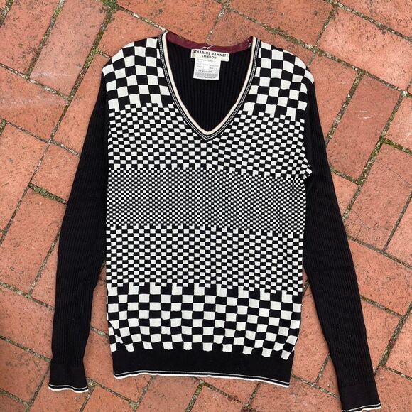 1990s katherine hamnett london checkerboard sweater - Picture 4 of 5